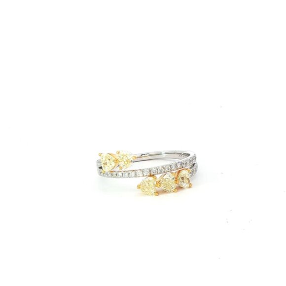 Golden Bloom 14K (or 18k upon request) Yellow Gold Dual Band Diamond Ring - Picture 1 of 6